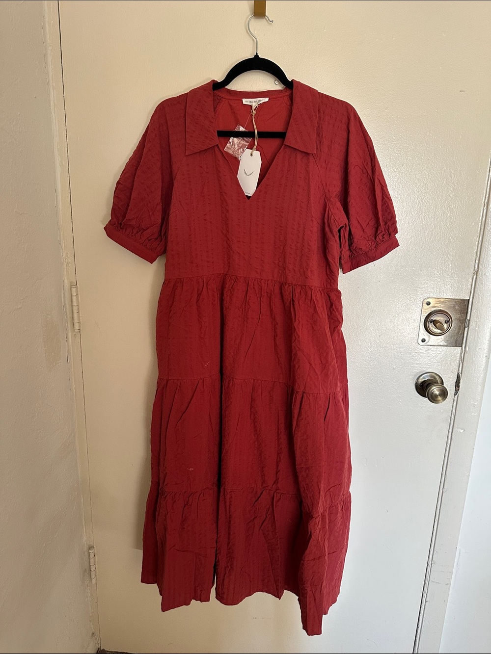 NWT Free the Roses  Red Tiered Midi Dress (Anthropology)